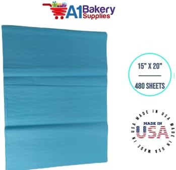 Gift Wrapping Tissue Paper 15X20 480 Pack by A1 Bakery Supplies (Cerulean) - Image 2