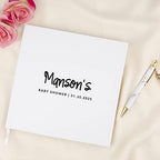 Andaz Press Personalized Baby Shower Guestbook with Gold Accents, Modern Script Custom Name, Date, White Guest Sign in Registry 120 Pages 8.5 X 8.5 Memories Book for DIY, Scrapbook, Photo Album - Image 2