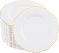 WDF 60pcs Gold Dessert Plates-7.5inch Baroque White and Gold Small Dessert Plates/Disposable Salad/Appetizer Plate for Wedding/Birthday/Fall Party by WDF