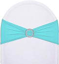 50pcs Aqua Blue Stretch Spandex Chair Sashes, Durable Elastic Chair Bands, Ribbon with Buckle for Wedding Baby Shower Hotel Event Party Graduation Birthday Decoration by SweetEasy