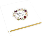 Andaz Press Personalized Baby Shower Guestbook with Gold Accents, Burgundy Pink Floral Wreath Custom, White Guest Sign in Registry 120 Pages 8.5 X 8.5 Memories Book for DIY, Scrapbook, Photo Album by AndazPress