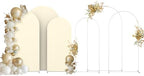 Gold Metal Arch Backdrop Set of 2 (7.3FT/6FT), Balloon Arch Stand for Wedding Ceremony, Baby Shower, Outdoor Indoor Birthday Party, Graduation Decoration, White (Beige(Set 6)) by Fogein