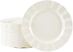 72 Pack Ivory Plastic Plates, 10" Disposable Wave Edge Dinner Plates by NZVCNTableware