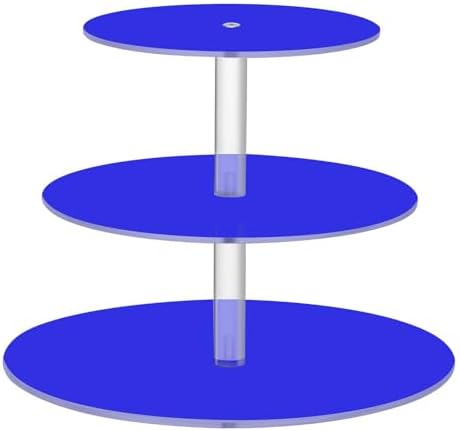 J JOYSAY Blue Print Acrylic Cupcake Stand 3 Tier Dessert Table Display Set Clear Cake Stands for Baby Shower Party Wedding Decorations Easy Assembly Pastry Tower by J+JOYSAY