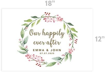 Andaz Press Custom Personalized Disposable Paper Placemats, 12 x 18 Inch, Set of 25, Our Happily Ever After Gold, Tableware, Dining, Tabletop, Table Setting for Wedding, Bridal Shower - Image 3