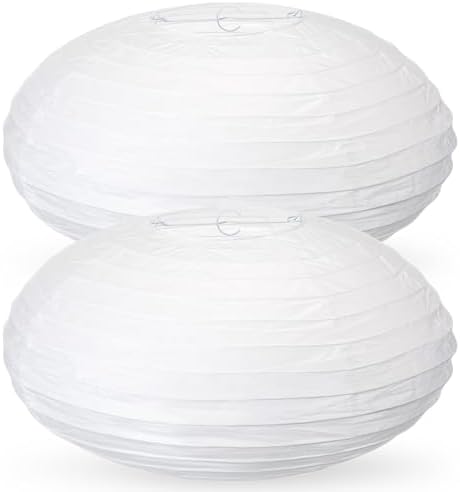 Retisee 2 Pcs Oval Paper Lantern Shade for Party Wedding, 16 Inch, White by Retisee