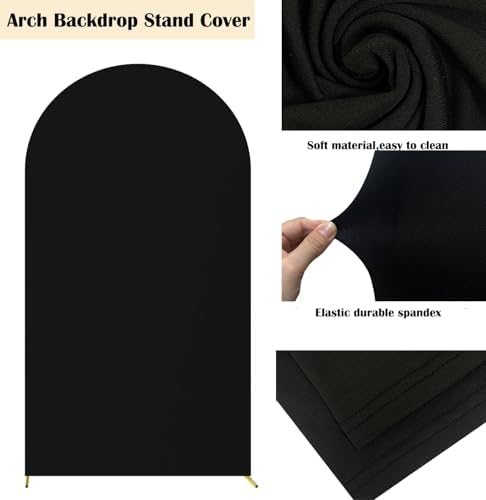 HAINARverS Set of 2 Stretchy Arch Backdrop Covers with Sign,Black, 6/7.2FT - Image 4