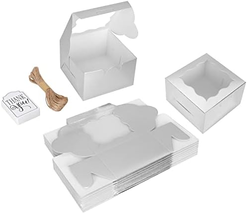 KPOSIYA 120pcs Small Cookie Boxes with Window, 4x4x2.5 Silver Bakery Box - Image 5