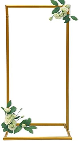 Wedding Arch Backdrop Stand Square, Welcome to Our Wedding Sign Holder, Gold Metal Balloon Arch Stand Garden Arbor Backdrop Frame for Wedding Birthday Party Baby Shower Photo Booth by Athzuunn