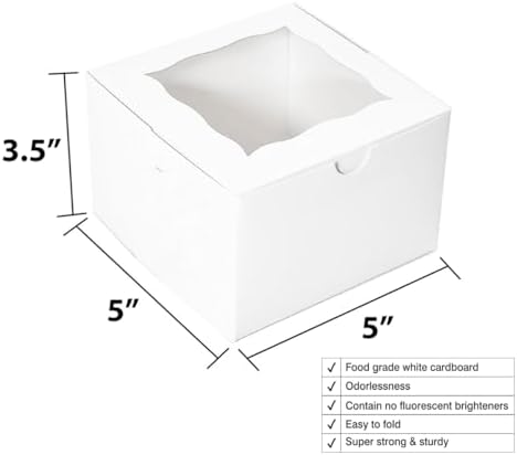 Cookie Boxes with Window 5x5x3.5 Inch 50 Pack - Image 2