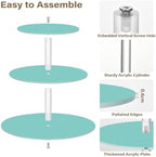 J JOYSAY Teal Pattern Acrylic Cupcake Stand 3 Tier Dessert Table Display Set Clear Cake Stands for Baby Shower Party Wedding Decorations Easy Assembly Macaron Tower - Image 2
