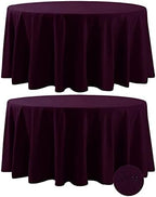Fokitut 2 Pack Waterproof Round Tablecloth, 108 Inch, Stain Resistant and Wrinkle Polyester Table Cloth, Fabric Table Cover for Kitchen Dining, Wedding, Party, Holiday Dinner-Eggplant by BalsaCircle