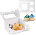 JCD 16 Packs Bento Cake and Cupcake Clear Lid with 2 Cupcake Holes - Cake and Cupcakes Boxes - Pastry Sweets Bento Box with Cupcake Insert for Family Birthday Party Mother's day(1+2/16Pcs) by JCD