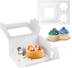 JCD 16 Packs Bento Cake and Cupcake Clear Lid with 2 Cupcake Holes - Cake and Cupcakes Boxes - Pastry Sweets Bento Box with Cupcake Insert for Family Birthday Party Mother's day(1+2/16Pcs) by JCD