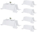Fokitut 6 Pack Rectangle Tablecloth, 90x132 Inch, Stain Resistant and Wrinkle Polyester Table Cloth, Fabric Table Cover for Kitchen Dining, Wedding, Party, Holiday Dinner-White by Fokitut