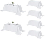 Fokitut 6 Pack Rectangle Tablecloth, 90x132 Inch, Stain Resistant and Wrinkle Polyester Table Cloth, Fabric Table Cover for Kitchen Dining, Wedding, Party, Holiday Dinner-White by Fokitut