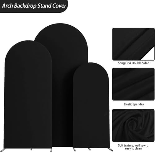 Arch Backdrop Cover Stretchy Backdrop (Black, 6+6.6+7.2FT) - Image 3