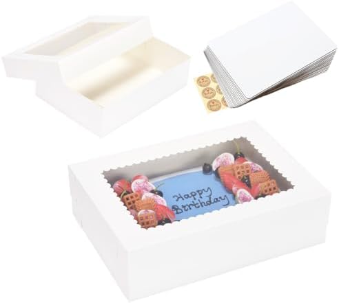 JJO 14x10x4 Inches 15 Pack Cake Boxes with Cake Board,White Bakery Boxes by JJO