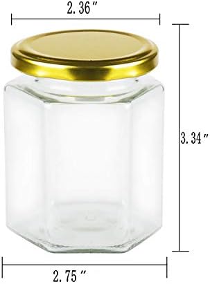 6 oz Clear Hexagon Jars,Small Glass Honey Jars With Lids(Golden),Mason Jars For Herbs,Foods,Jams,Liquid, Canning Jars Spice Jar For Storage 25 Pack - Image 2
