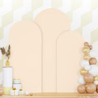 Spandex Arch Backdrop Cover Beige Wedding Arch Covers Set of 3 Balloon Arched Cover Stretchy Backdrop 5FT 6FT 7FT Round Top Chiara Arch Stand Covers for Birthday Baby Shower Ceremony Party Decoration - Image 4