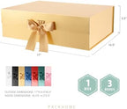 PACKHOME Extra Large Gold Gift Boxes Ribbon Magnetic Lids 17x14.5x5.5in - Image 2