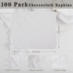 100 Pack White Cheesecloth Napkins Washable 21x21 Inches White Cloth Napkins Set of 100 Dinner Table Napkins for Wedding Cotton Gauze Bridal Baby Shower Rustic Boho Summer Party Table Decor - Image 3