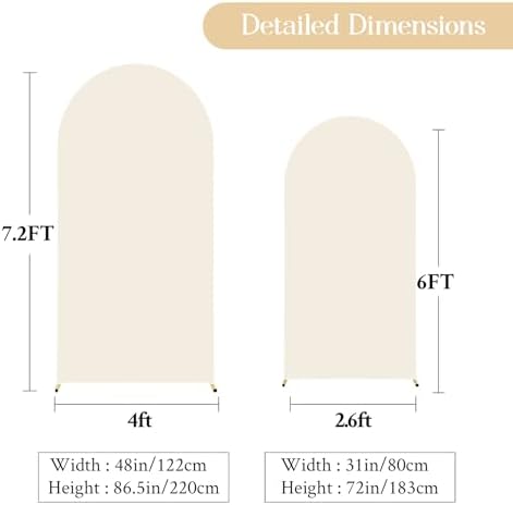 White and Beige Arch Backdrop Cover Set of 2 Party Wedding Arch Covers Stretchy Backdrop 7.2FT 6FT Decorations Baby Shower Bridal Shower Photo Birthday Arch Stand Cover Spandex - Image 4