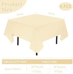 4 Pack Square Table Cloth 52x52 Inch Tablecloth Machine Washable Fabric Polyester Table Cover for Dining, Buffet Parties, Picnic, Events, Weddings Decor（Champagne） - Image 2