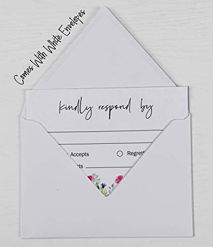 50 Blank RSVP Cards with White Envelopes-Floral Style Response Card-RSVP for Wedding-Rehearsal Dinner-Baby Shower-Bridal Shower-Engagement Party Invitations - Image 6