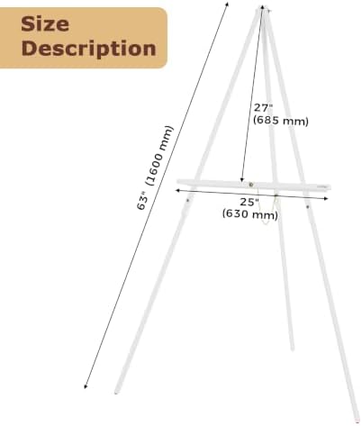 VISWIN 63" White Easel Stand for Wedding Signs, Adjustable Wooden Display Easel with Holder, Tripod Floor Easel for Welcome Board, Poster, Picture, Photos, Paintings - Image 7