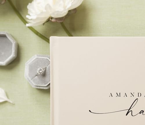 Personalized Guest Book - 11.5" x 8.5" Custom Bride & Groom Names with Bookmark and Hard Cover 140 GSM Blank Pages, for Weddings Guest Book, Engagements, Birthdays, Special Events, Oats - Image 3