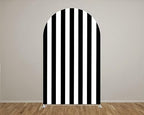 Black and White Stripes Arch Backdrop Cover for Father Boys Birthday Party Arched Stand Stretchy Fabric Covers Baby Shower Cake Banquets Parties Supplies Decorations Banner3.3x6.5FT - Image 2