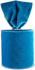 Meseey 4 Inch Turquoise Blue Velvet Wired Ribbon 20 Yards for Christmas Wreaths Gift Bows Crafts by MeseeyRibbonBow