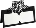 Name Tent Table Cards 200Pcs Vintage Flower Laser Cut Table Name Place Cards Lace Name Message Setting Card Wedding Birthday Party Favor Decoration(Black) by Unknown