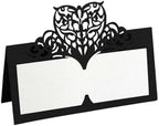Name Tent Table Cards 200Pcs Vintage Flower Laser Cut Table Name Place Cards Lace Name Message Setting Card Wedding Birthday Party Favor Decoration(Black) by Unknown