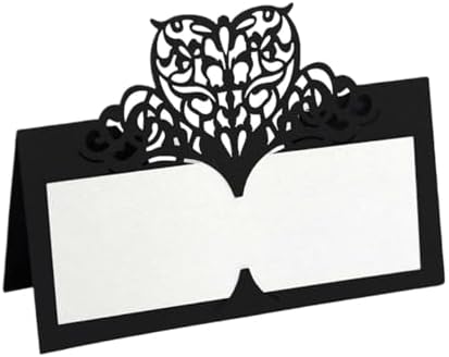 Name Tent Table Cards 200Pcs Vintage Flower Laser Cut Table Name Place Cards Lace Name Message Setting Card Wedding Birthday Party Favor Decoration(Black) by Unknown