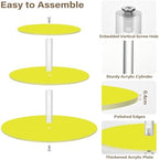 J JOYSAY Yellow Print Acrylic Cupcake Stand 3 Tier Dessert Table Display Set Clear Cake Stands for Wedding Baby Shower Party Decorations Easy Assembly Macaron Tower - Image 2