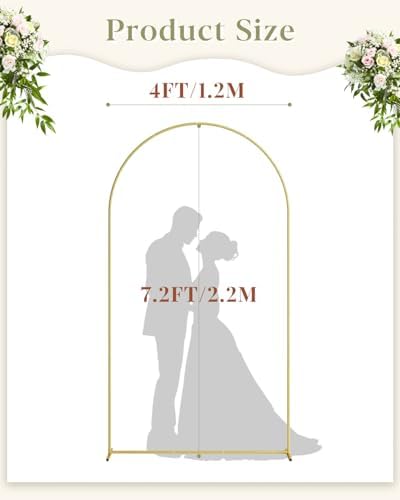 Wedding Arch, Metal Arch Backdrop Stand, Garden Arch, Gold, 7.2FT - Image 2
