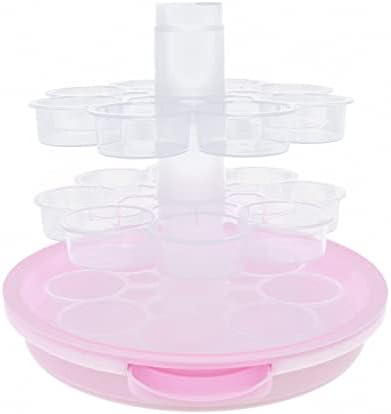 3-Tiers Portable Desserts Storage Container Box Cupcake Holder Pink Cupcake Carrier with Lid and Handle 24 Cupcakes for Pie, Cookies - Image 5