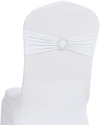 Pack of 60 Spandex Chair Sashes Bows Stretch Chair Cover Band with Buckle Slider Universal Elastic Chair Ties for Wedding Banquet Party Event Decoration (White) by Howhic