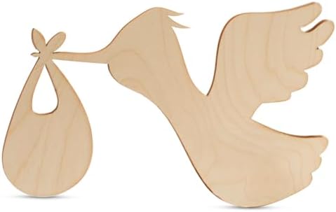 DIY Stork Baby Shower Decorations 12-inch, 1/4 inch Thick, Pack of 3 Pregnancy Announcement/Baby Announcement Sign Prop for Nursery Decor, by Woodpeckers - Image 2