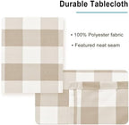 Hiasan Checkered Tablecloth Rectangle 60 x 140 Inch, Khaki and White - Image 4