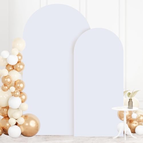 FOTSHARER Arch Covers 7.2 and 6ft White Arch Backdrop Cover Set of 2 Spandex Fitted Arched Backdrop Stand Cover Wedding Arches Covers for Wedding Ceremony Birthday Baby Shower Grad Party Decorations - Image 6