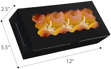 qiqee 50 Packs Black Cookie Box with Window 12x5.5x2.5 Inch Two Uses Pastry Biscuit Bakery Box For Packaging - Image 6