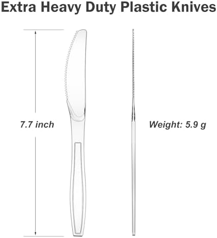 Dealusy 360 Count Extra Heavy Duty Clear Plastic Knives Disposable - Image 2