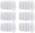 Fokitut 6 Pack Waterproof Round Tablecloth, 132 Inch, Stain Resistant and Wrinkle Polyester Table Cloth, Fabric Table Cover for Kitchen Dining, Wedding, Party, Holiday Dinner-White by BalsaCircle