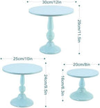 Set of 3 Blue Cake Stands, Metal Round Cake Holder Dessert Pie Pizza Display Stand 8" 10" 12" Serving Tray Decoration for Wedding Celebration Party Birthday Baby Shower - Image 2