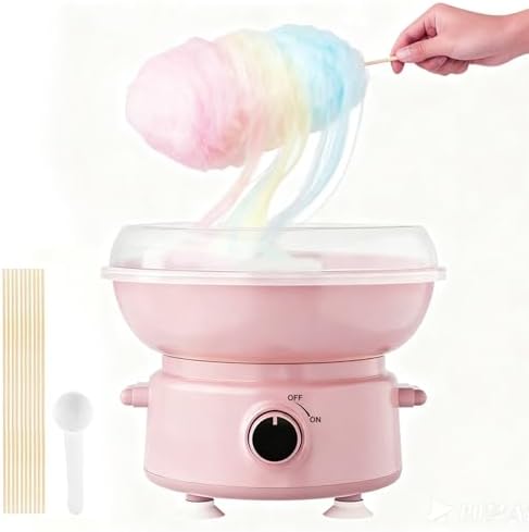 Cotton Candy Machine for Kids & Family, Mini Cotton Candy Maker with 10 Sticks & Sugar Scoop, Home Birthday Family Party Christmas Gift by Newoed