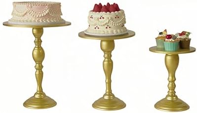 Gold 3Pcs Metal Round Vintage Cake Stand Set 8"10"12 Dessert Display - Image 2
