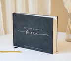 Personalized Guest Book - 11.5" x 8.5" Custom Bride & Groom Names with Bookmark and Hard Cover 140 GSM Blank Pages, for Weddings Guest Book, Engagements, Birthdays, Special Events, Charcoal - Image 6